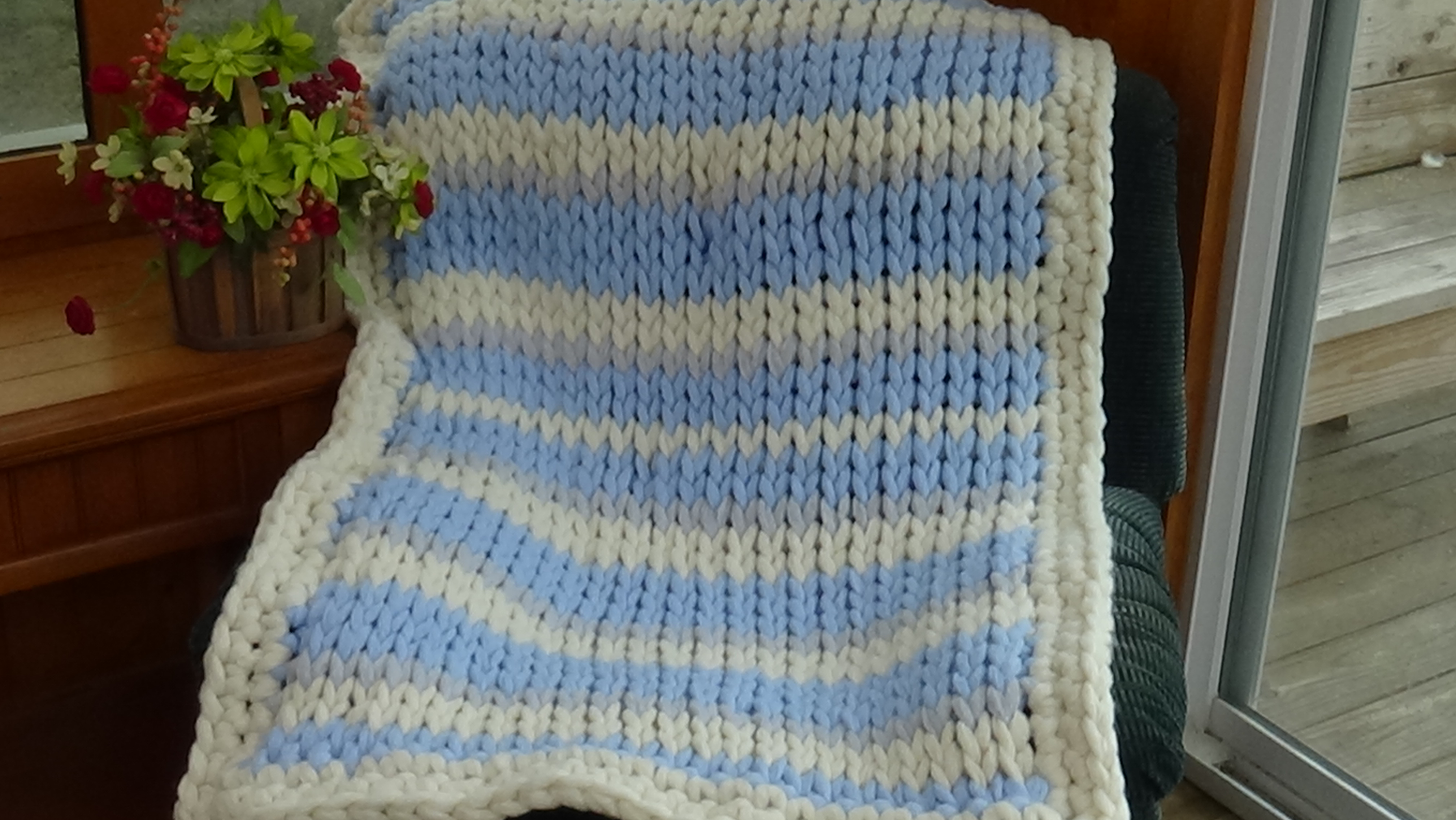 #526 Blue Ice Big Stitch Afghan