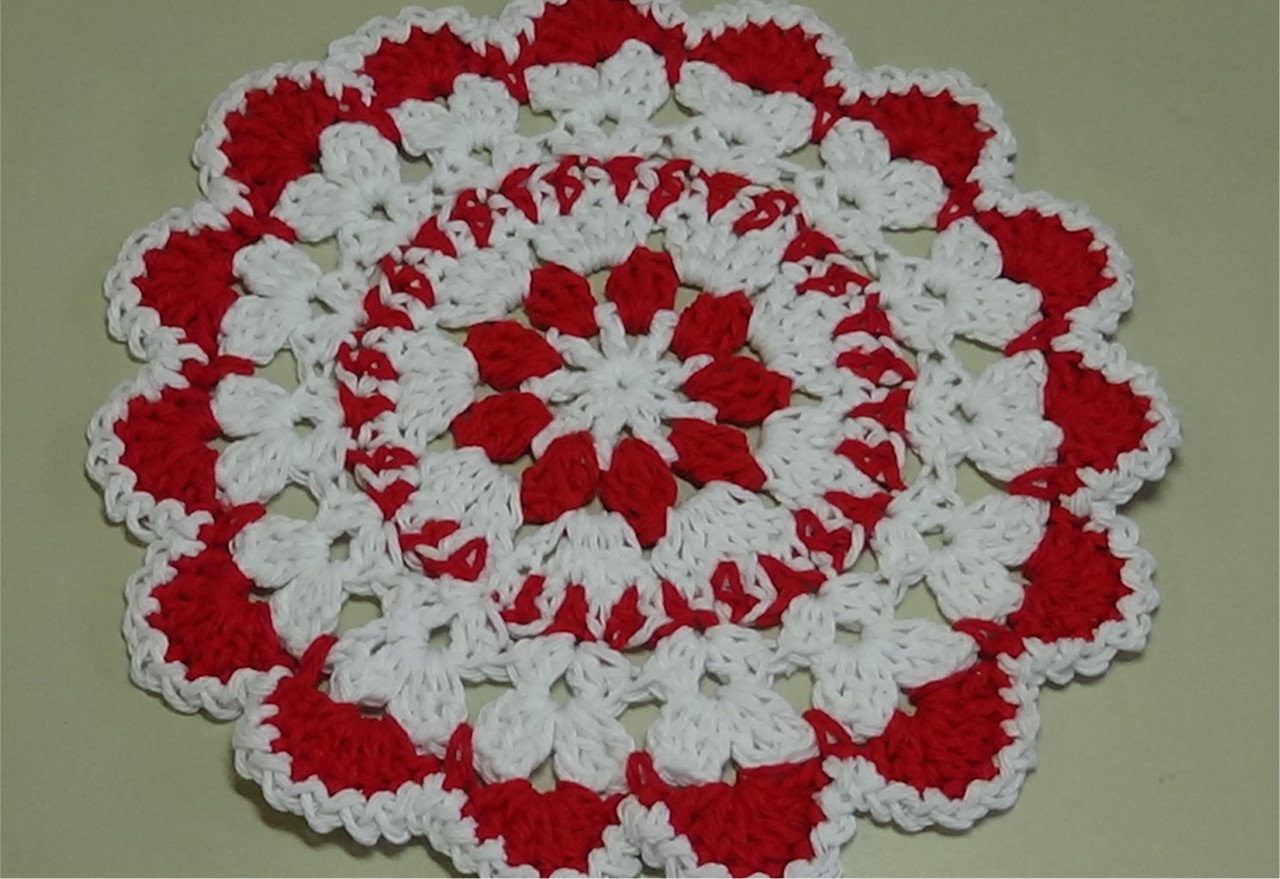 thumbnail_# 558 Christmas Flower dishcloth photo